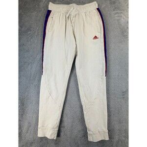 Adidas Essentials Fleece Joggers Men’s M White Red Blue Side Stripe Sweatpants